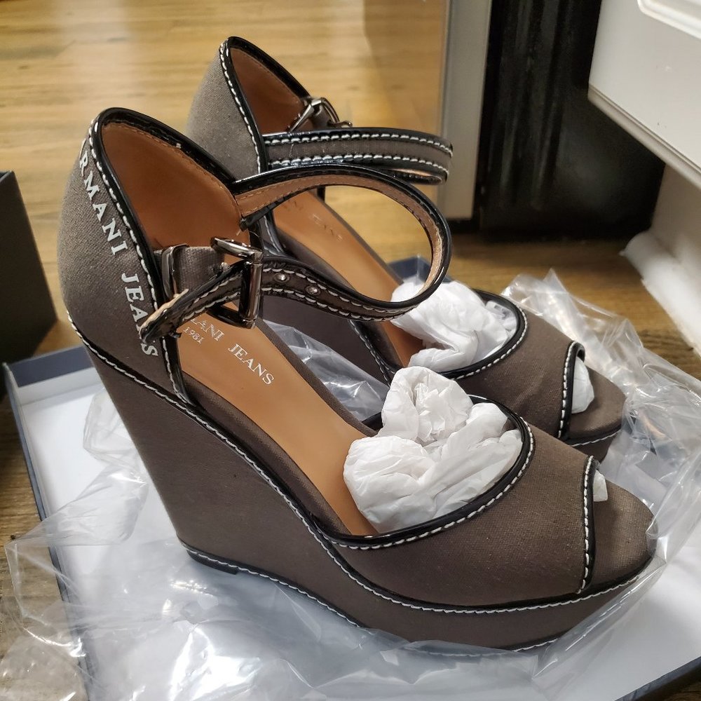 Armani Jeans Wedge Sandals Size 36